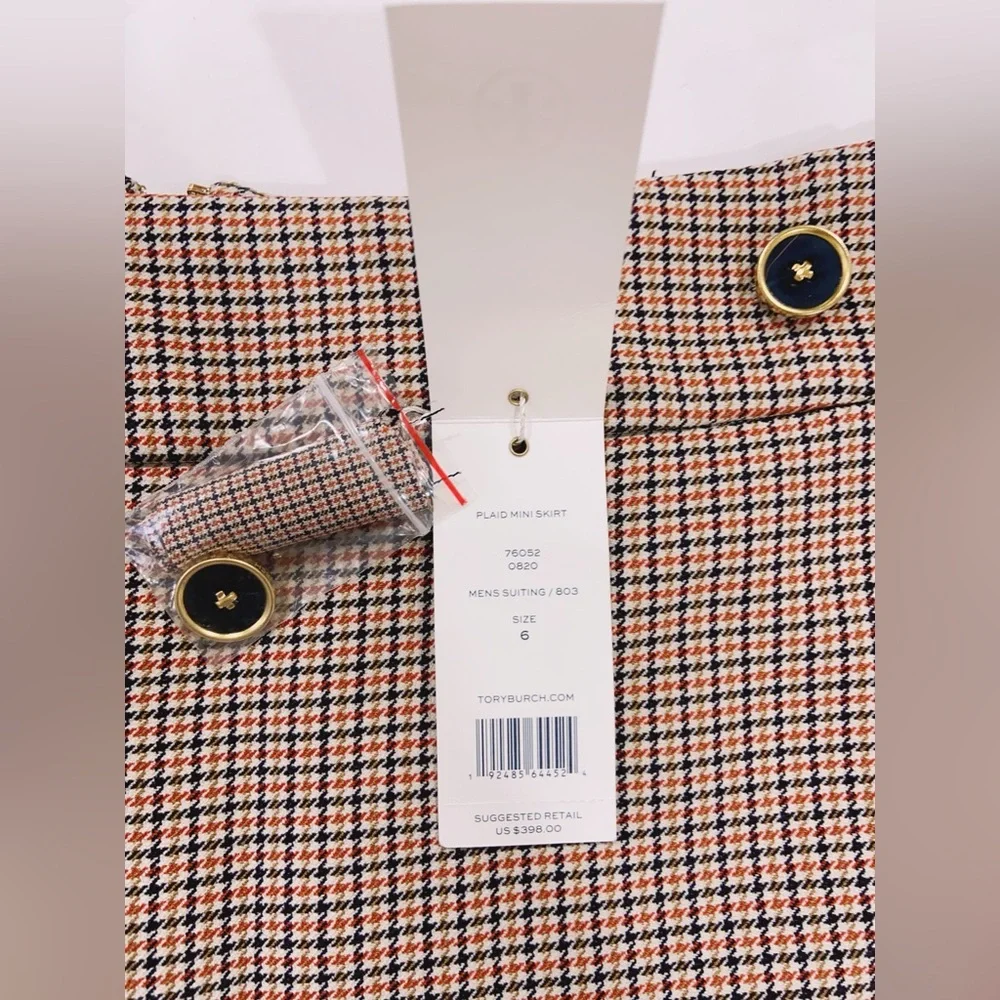 NWT Tory Burch Plaid Mini Skirt